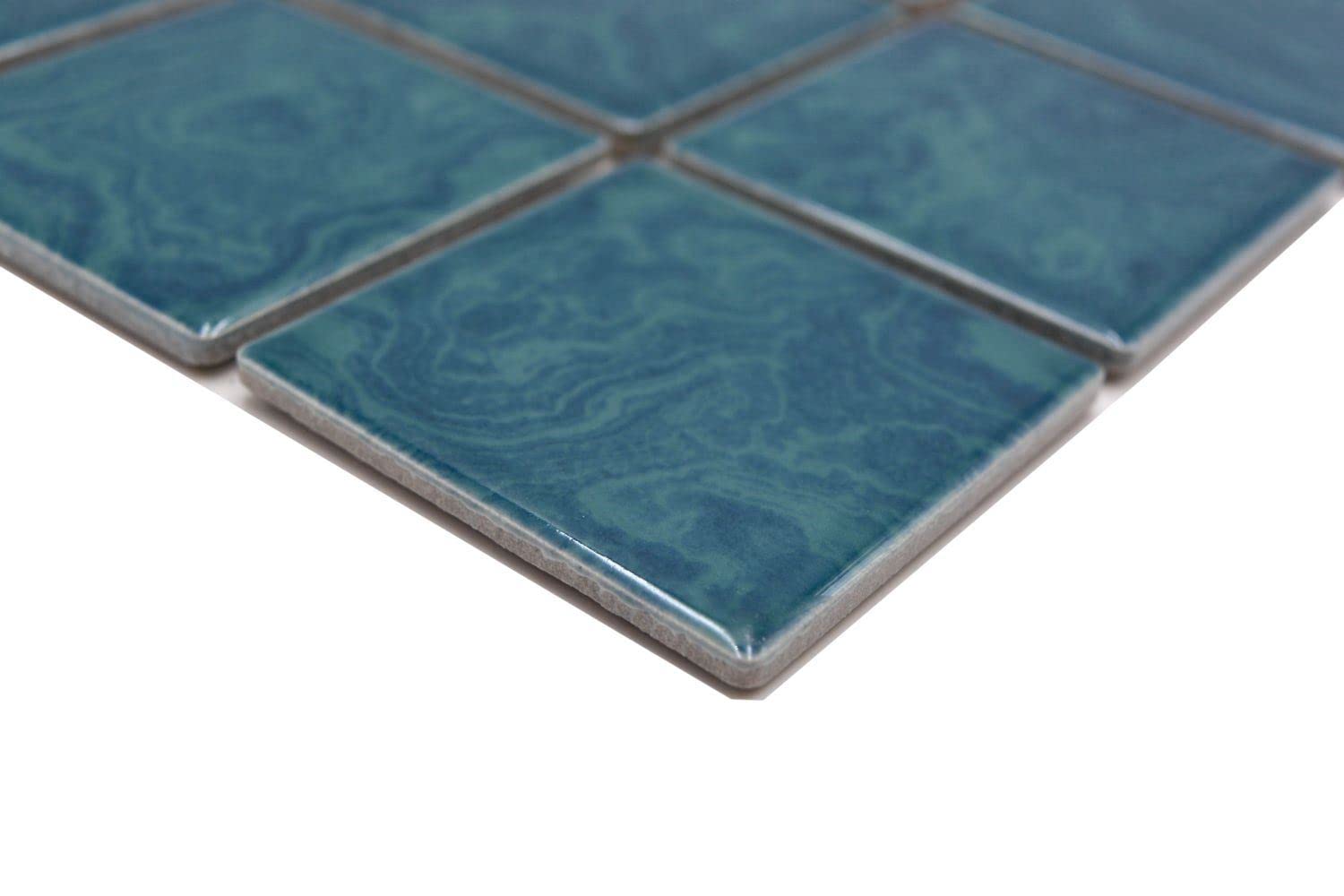 Azulejos de mosaico de cerámica, color azul esmeralda, estrías para cocina, pared de ducha, 10 alfombrillas de mosaico