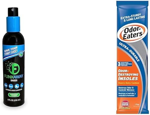 FunkAway Spray eliminador de olores para zapatos, patines, botas de trabajo y más, 8 onzas, eliminador de olores extremos, perfecto para plantillas
