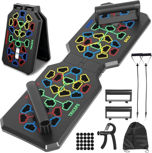 Foldable Push Up Board, 24-In-1 Multi-function Press Up Board, Burn Fat Pushup Board for Effectively Exercise the Muscle of the Upper Body Shoulders, Chest, Back and Triceps