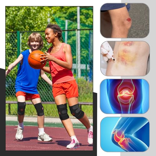 Image of Foilswirl 1 Pcs Kids Knee Brace with Side Stabilizers,Black | Patella Gel Pad Opening, Adjustable Straps Youth Child Knee Brace Support, Meniscus Tear Sports Running