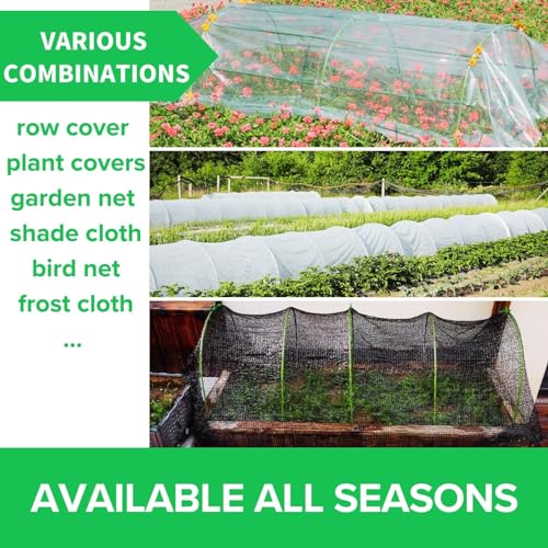 BeGrit Greenhouse Hoops Grow Tunnel 6 Sets of 8FT Garden Hoops DIY Plant Support Garden Stakes for Netting, Raised Beds, Plant Shade Cloth (36pcs)