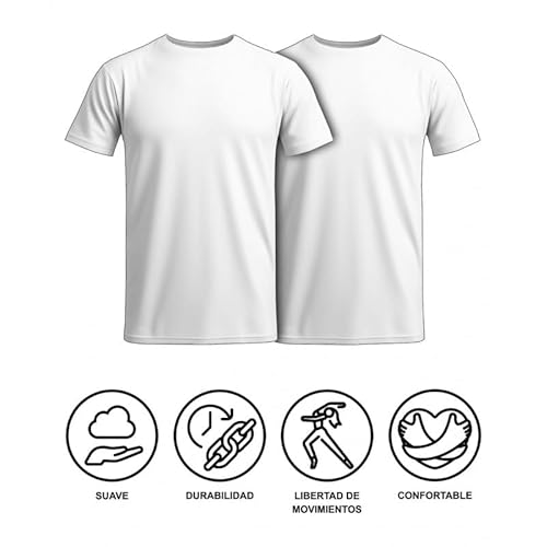 Asioka Silver Camiseta, Blanco y Blanco, L (Pack de 2) Unisex Adulto