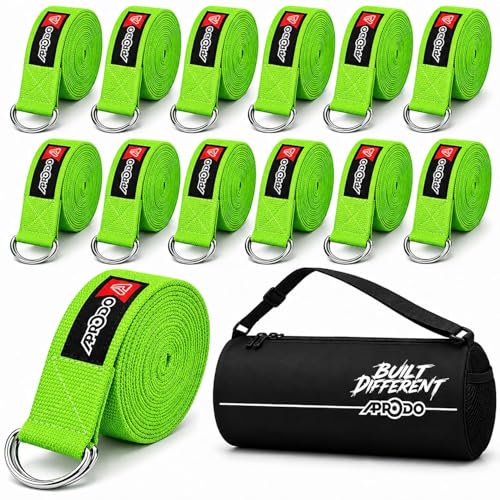 Image of Aprodo Yoga Strap (6 /8 /10 Feet Size Option) 1.5 inch Width 100% Cotton Straps with Adjustable D-Ring Buckle, Best for Yoga, body Flexibility & General Fitness