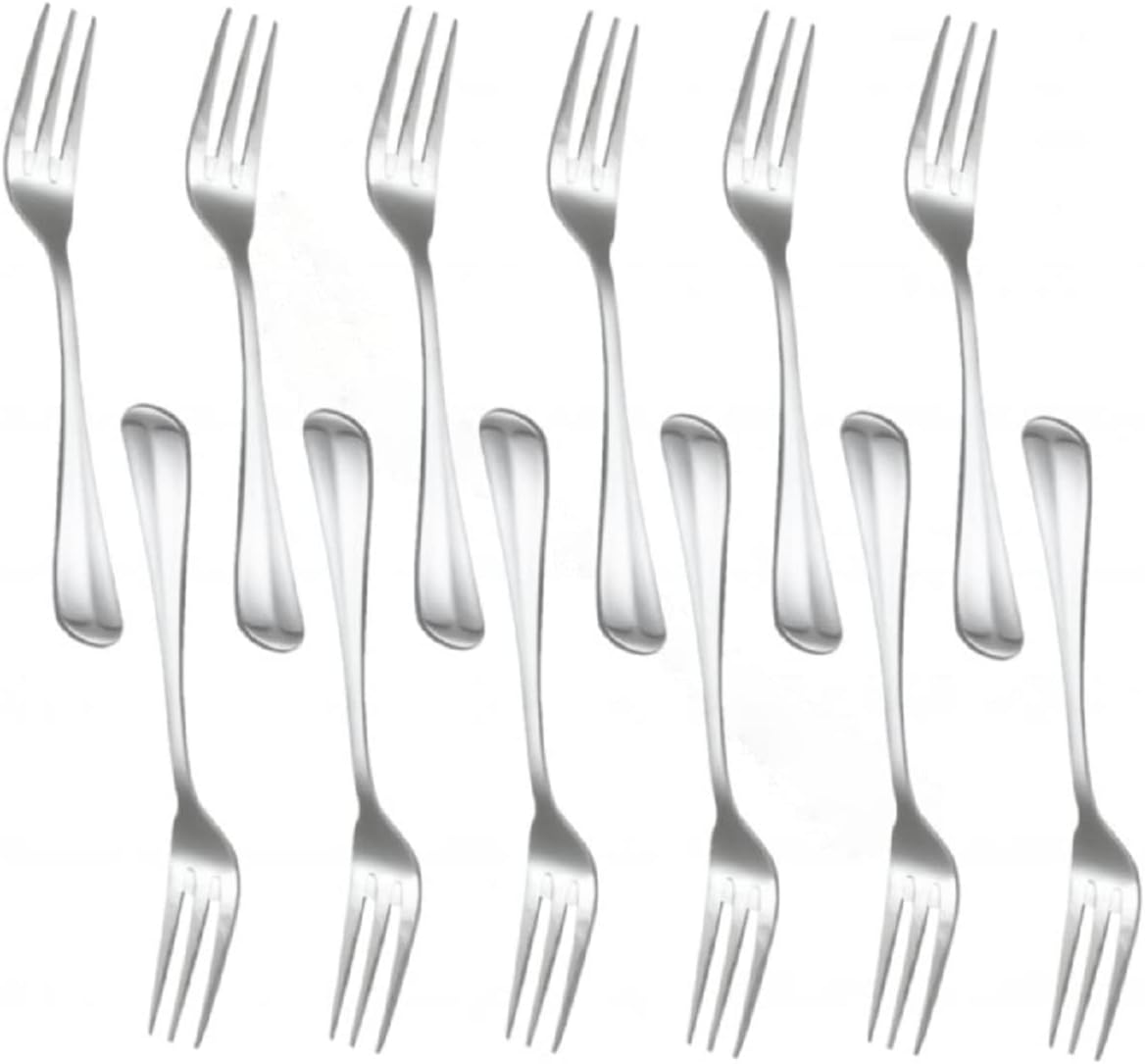 TrueCraftware- Dakota Stainless Steel Salad Fork Set of 12- Stainless Steel Flatware Silverware Cutlery Kitchen Tableware Set for Home and Restaurant Flatware Forks Silverware Salad Fork Cake Dessert