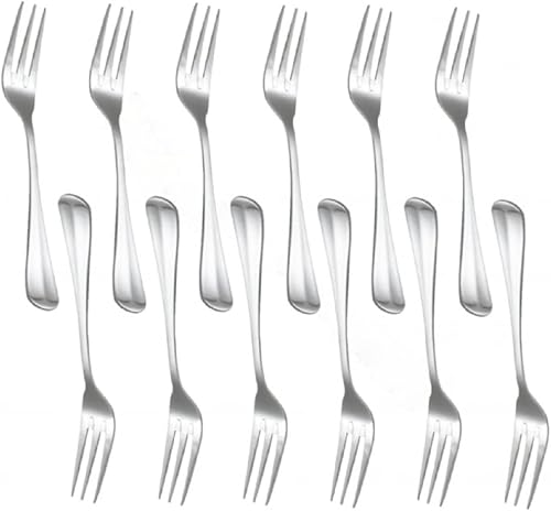 TrueCraftware Juego de 12 cubiertos Dakota Tenedor de ensalada, acero inoxidable, apto para lavavajillas