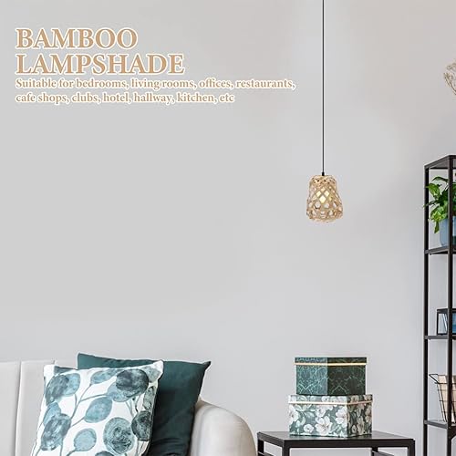 Miniatura 5 de Didiseaon Pantalla de lámpara de mimbre, 4 piezas, mini pantallas de bambú tejidas redondas, cubiertas de lámpara rústicas, pantallas de luz retro,