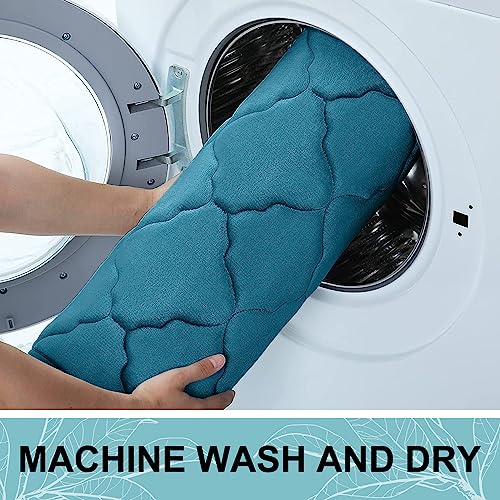 OLANLY Memory Foam Toilet Rugs U-Shaped 24x20, Ultra Soft and Absorbent Bathroom Rugs, Non-Slip, Comfortable, Machine Washable Contour Bath Mat for Toilet Base, Home Decor Accessories, Peacock Blue by OLANLY - Image 7
