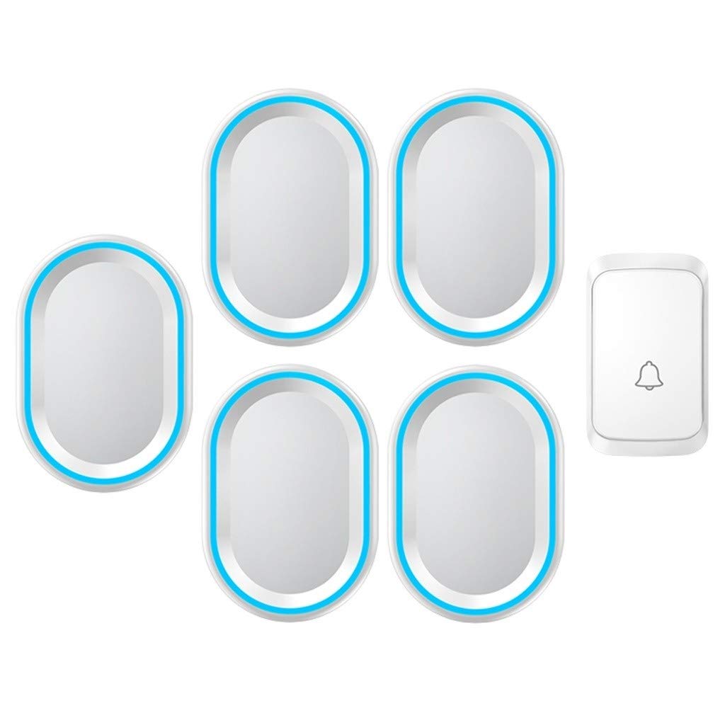 Remoto Timbre inalámbrico Inteligente de Control Remoto electrónico Timbre inalámbrico de casa sin Impermeable de la batería (Color : White)
