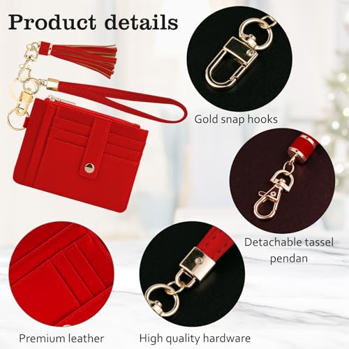 Image of KNGITRYI Small Wristlet Wallets for Women RFID Credit Card Holder Wallet Keychain Wristlet Wallet Credit Card Wallets for Women (Red)