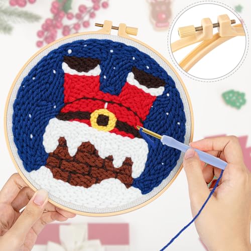 JSRQT Punch Needle Embroidery Starter Kits Christmas Beginner Rug Hooking with Hoops Instructions Handcraft for Adults Rug-Punch & Pinch Cross Stitch Craft - Image 4