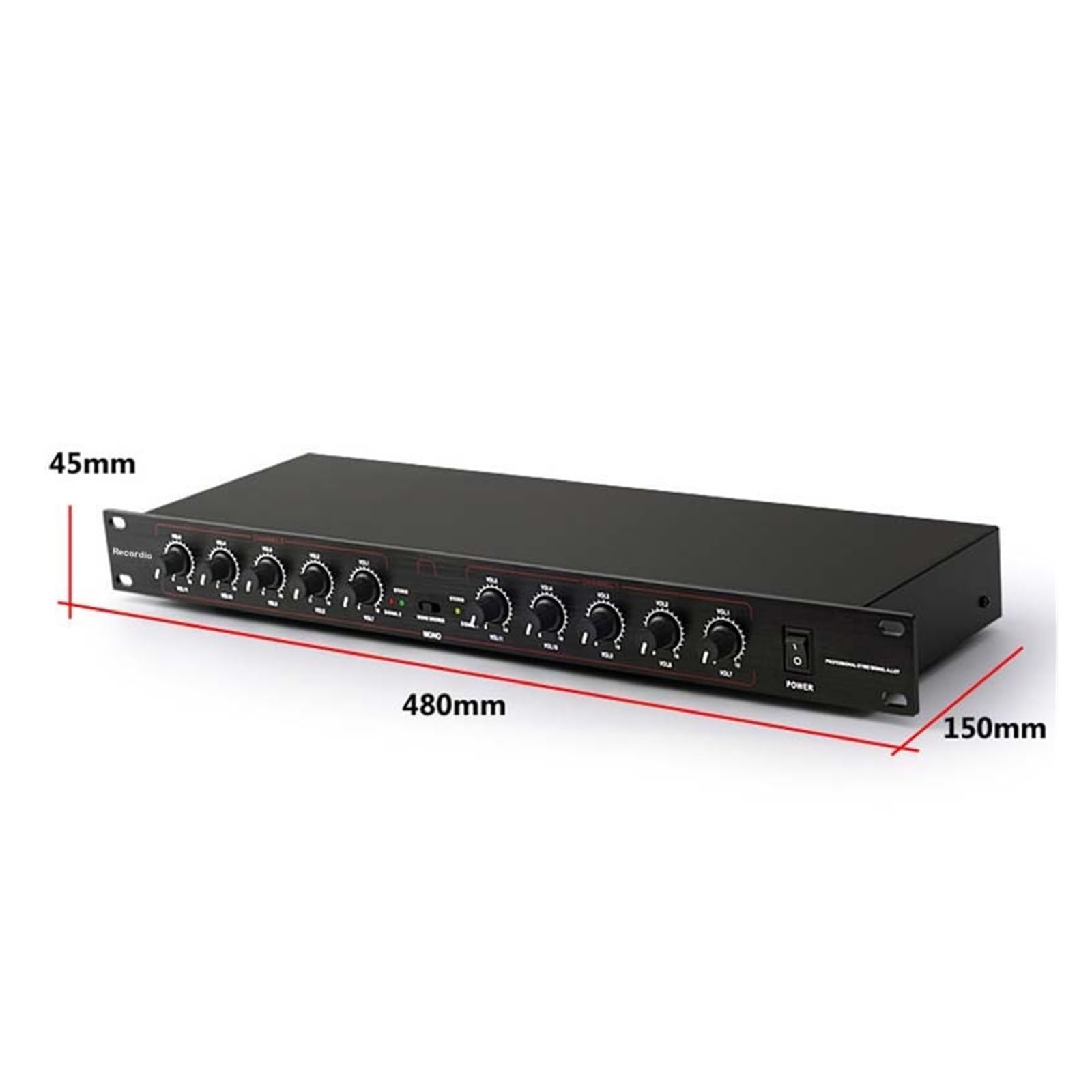 Equalizzatore Grafico GAX-206 Distributore Amplificatore Splitter Segnale Audio Mono Stereo for Apparecchiature Professionali 2 Ingressi 10 Uscite