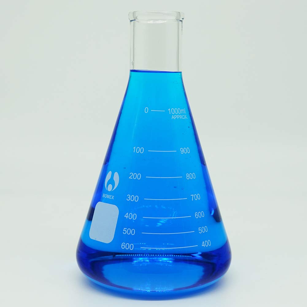 Erlenmeyer - Juego de frascos de vidrio de boca estrecha de 1000 ml
