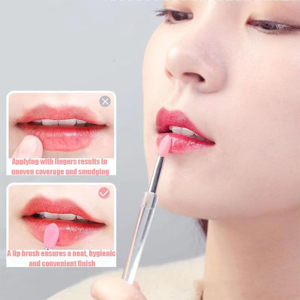 Ensemble de 5 pinceaux à lèvres en silicone avec couvercles, comprenant des pinceaux à lèvres,des pinceaux exfoliants pour les lèvres et des pinceaux cosmétiques,pinceau silicone,gommage levre