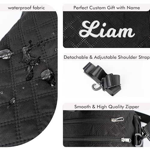 Quilted Duffle Bag for Women Girls - 30L, Personalized Weekender Overnight Bag with Shoe Compartment & Wet Pocket - Carry On Gym Bag with Name, Custom Gifts for Bridesmaid Mother (Black)4