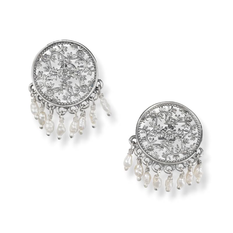 Quirksmith 92.5 Sterling Silver Pearl Studs with intricate design/Gifts for Women and Girls/Unique Gift/With 92.5 stamp and Certificate of Authentiity/Anniversary Gift (B0D7MP33Y7) Amazon Price History, Amazon Price Tracker