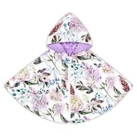 HNHUAMING Car Seat Poncho For Baby Boys Girls, Ultra Soft Toddler Hooded Poncho Cloak Outwear, Kids Capes Poncho Coat Purple Flowers
