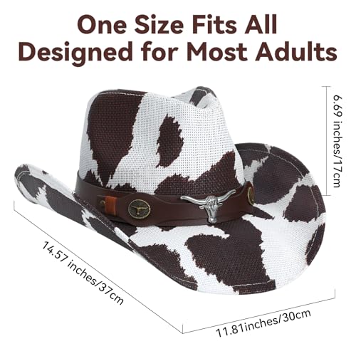 Image of WQWOVRVO Cowboy Hat,Cowgirl Hat,Western Cowboy Hats for Women /Mens /Straw Wide with Shapeable Brim Cowboy Hat for Womens