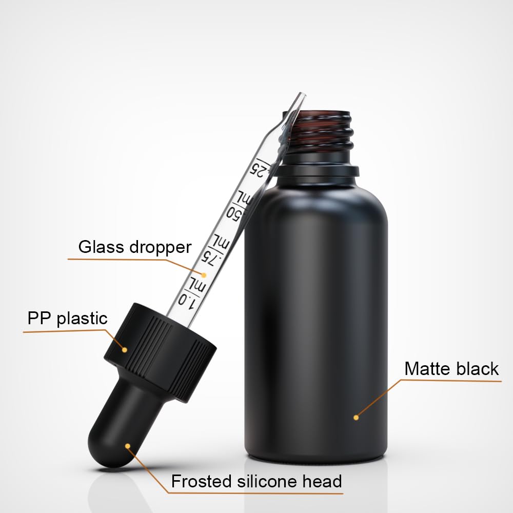 30 Stück 28 ml schwarz beschichtetes Glas, UV-beständige Augentropfenflaschen, UV-sichere Flaschen für ätherische Öle und Aromatherapie
