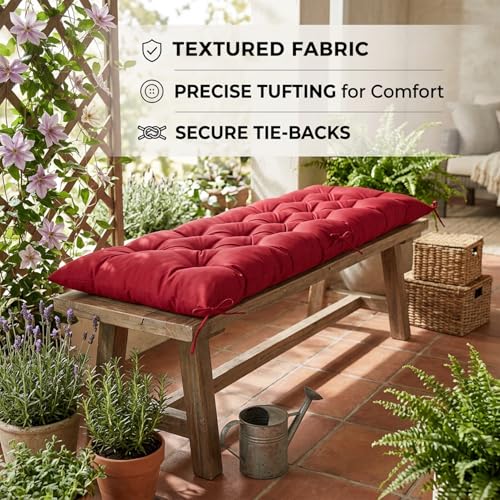 Coussin de banc d'extérieur résistant à l'eau avec sangles antidérapantes - 4