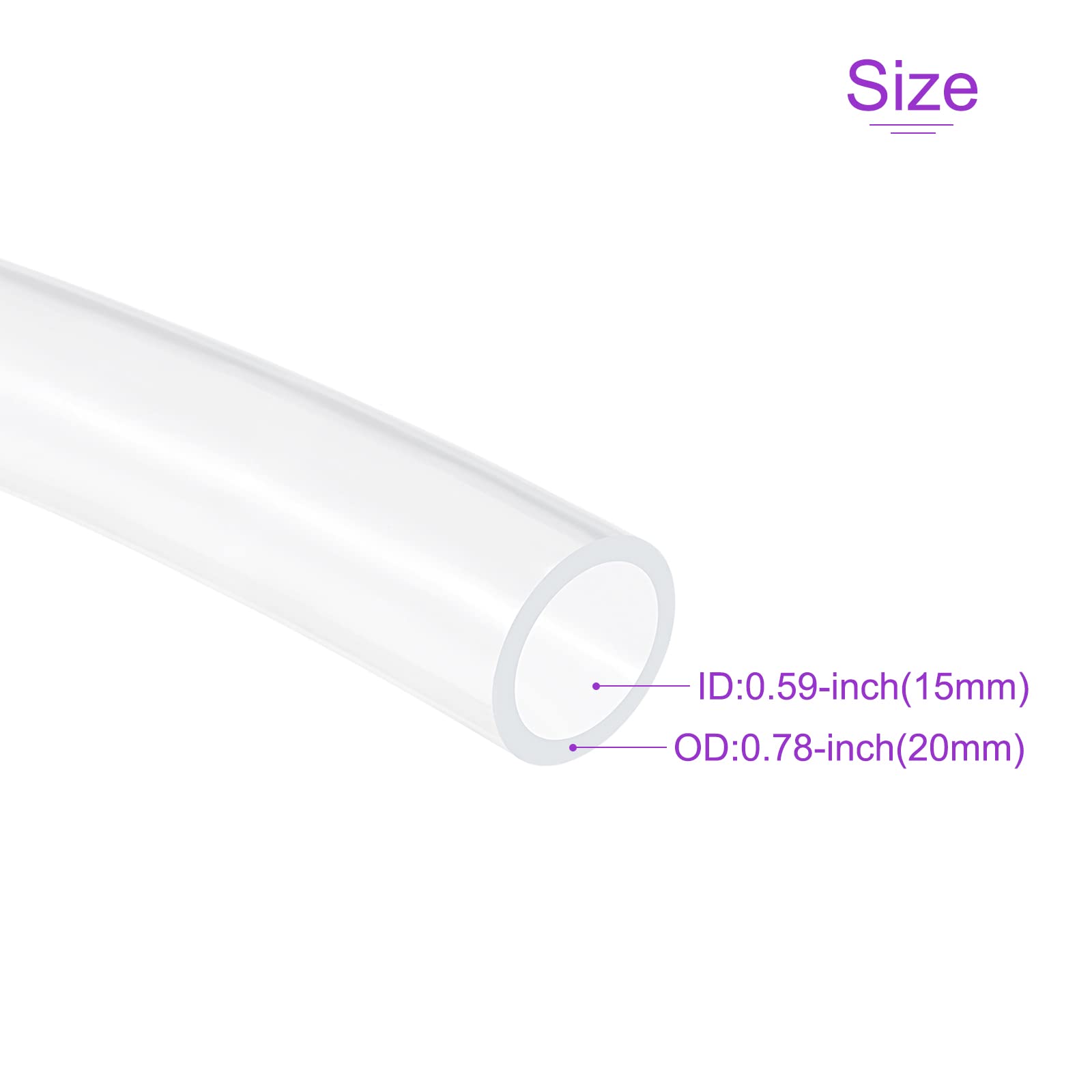 DMiotech 15mm Inner Dia. 20mm Outer Dia. PVC Vinyl Tube Flexible Clear Hose, Vinyl Tubing for Oil Transporting Line,1m Length - Image 3