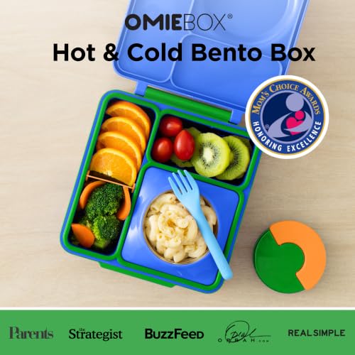 Image of Omie OmieBox Kids Insulated Leakproof Bento Lunch Box with Food Jar (Monster Blue)