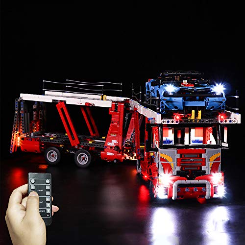T-Club RC Classic LED Light Kit for Lego 42098 Technic Car Transporter, Lighting Kit Compatible with Lego 42098 (Not Include Building Block Set) (RC Version)