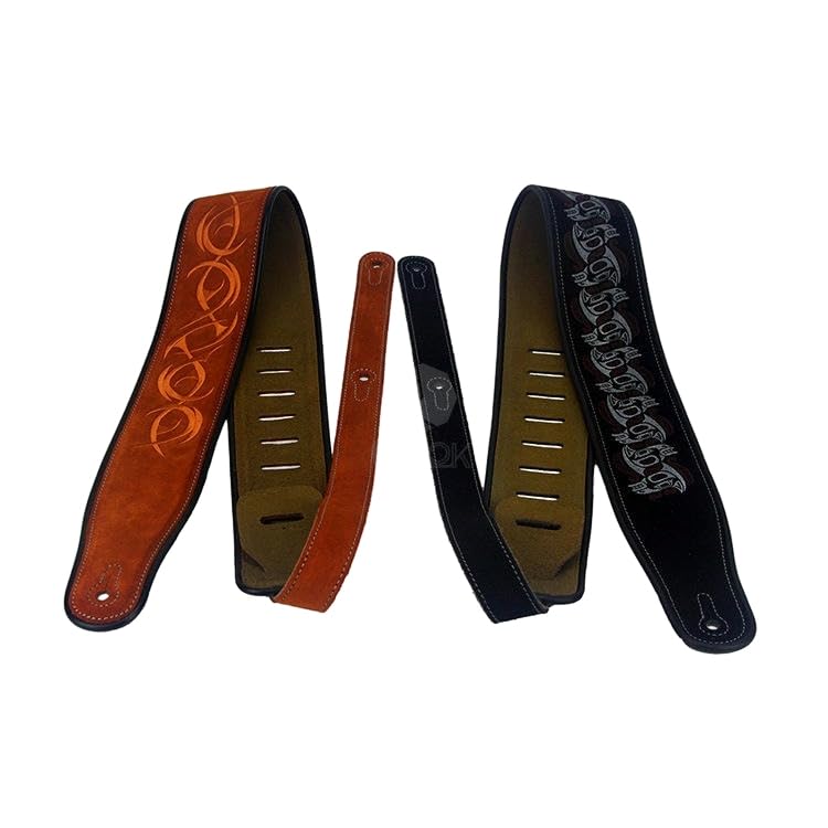 Correa de guitarra de cuero genuino Jacquard marrón de 55MM de ancho correa de hombro para guitarra acústica para guitarras eléctricas longitud ajustable 90-135CM