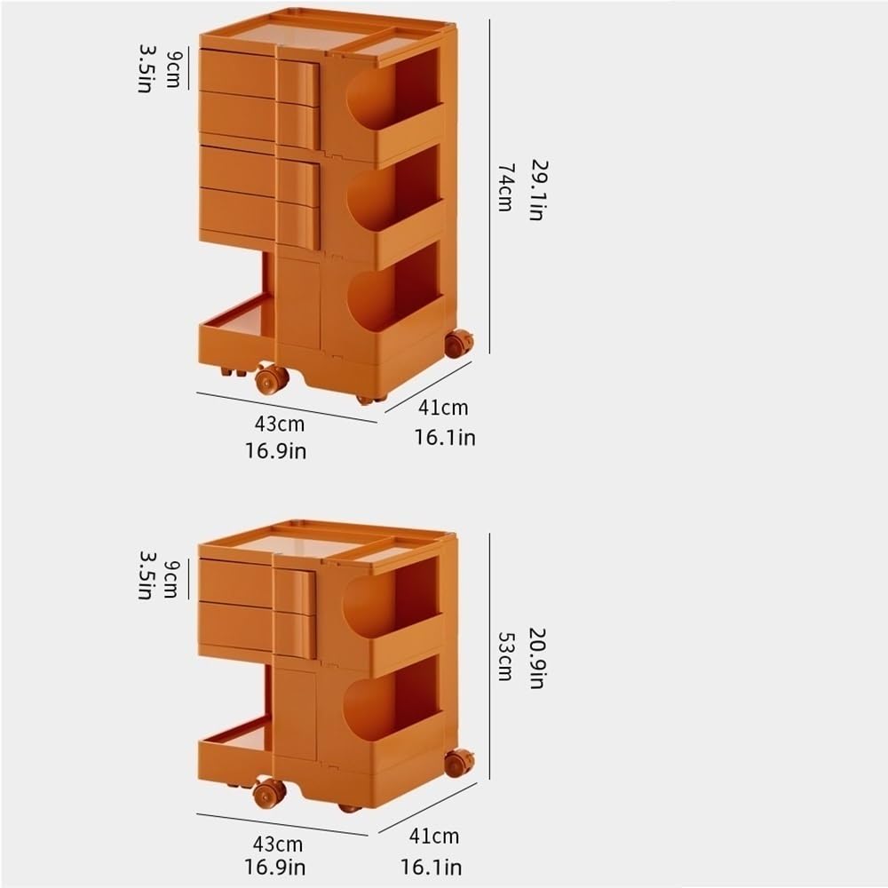 Elegante carrello portaoggetti a 3 ripiani – Comodino portatile e armadio per camera da letto, soggiorno, cucina, 74 cm / 29.1in, soluzione versatile