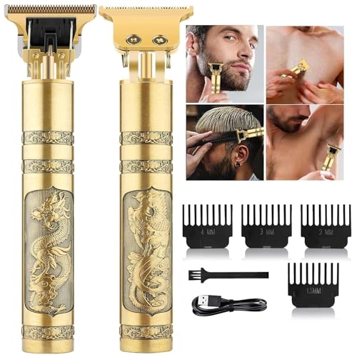 Image of Trimmer Men Cordless Hair Clipper Electric T Blade Dragon Style Beard Trimmers, Shaver, Edgers Professional Zero Gapped USB Rechargeable Clippers with 4 Guide Combs Men's Grooming Kit Trimmer
