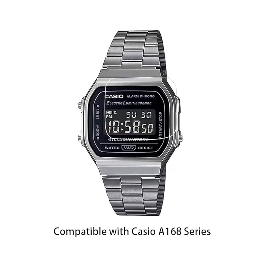 CASIO チープカシオ A168WGG-1B 9H高硬度保護フィルム貼付済み CASIO チープカシオ A168WGG-1B 9H高硬度保護フィルム貼付済み