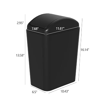 4.2 Gallon Wastebasket with Swing Lid, Slim Kitchen Waste Bin