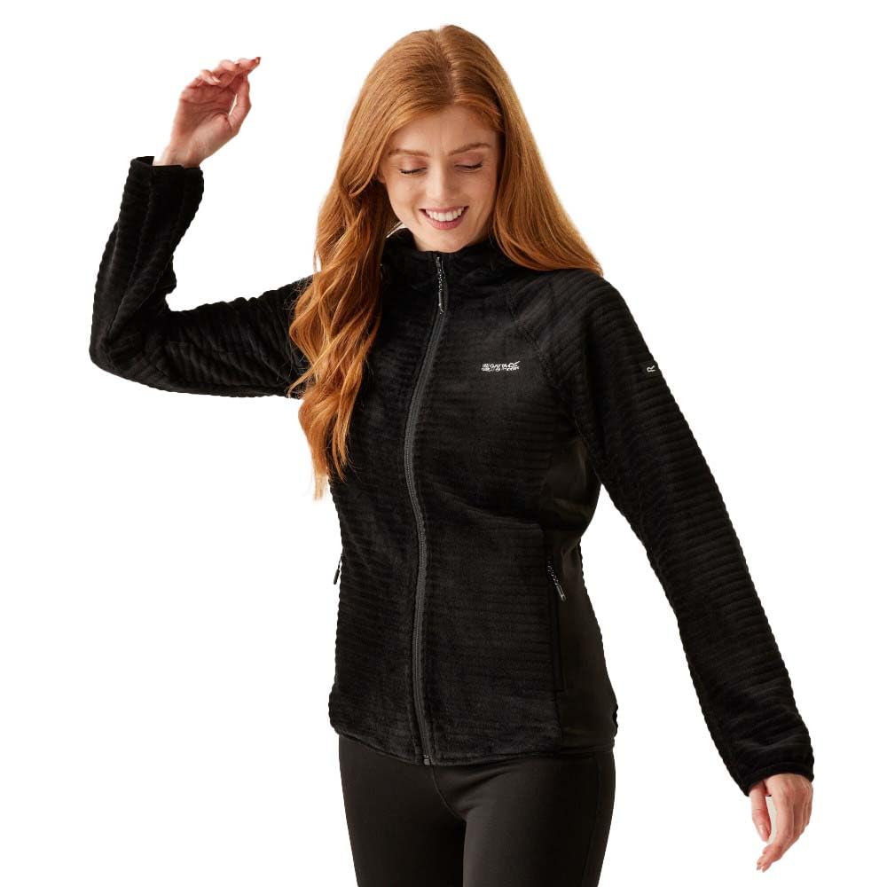 Regatta Endra Damen-Fleecejacke mit Kapuze, Größe 44 EU, Schwarz