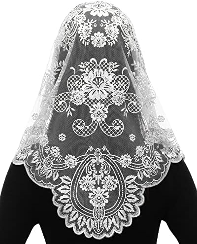 Bozidol Camellia Lace Catholic Mantilla Chapel Veil for Women