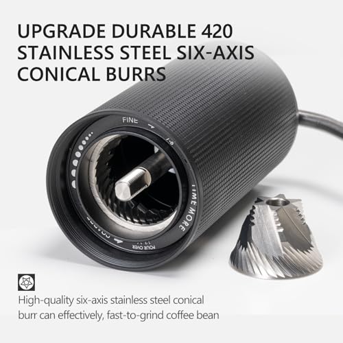 TIMEMORE-Manual-Coffee-Grinder-CNC-Stainless-Steel-Burr-Coffee-Grinder-with-Capacity-20g-Chestnut-C3S-Internal-External-Adjustable-Setting-Double-Bearing-Positioning-for-Travel-Camping-Home-Black