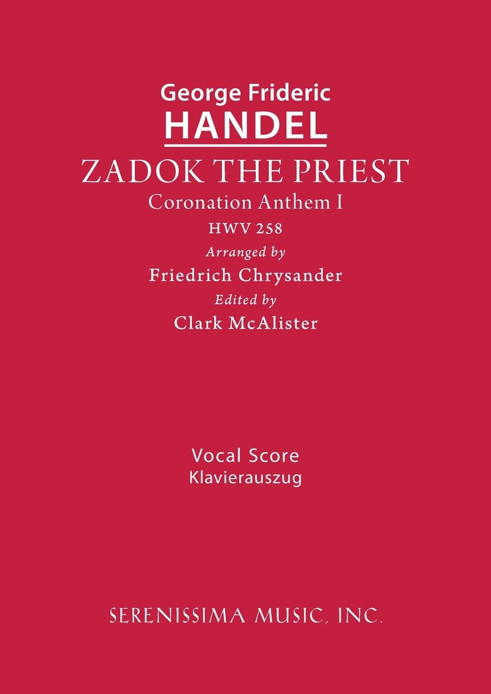 Zadok the Priest, HWV 258: Vocal score