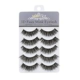 LASHVIEW Lashes 5 Pairs Faux Mink Eyelash Think Eyelashes 3D Mink Eyelashes Soft False Eyelashes Reusable Handmade Fake Eyelashes