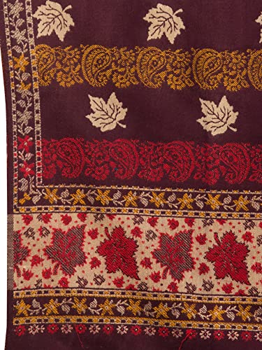 Image of tweedle Jamawar Weave,Woolen Shawl /Stole /Lohi for Men, Reversible Chinar Patta Design Shawl (40 x 80 inches)