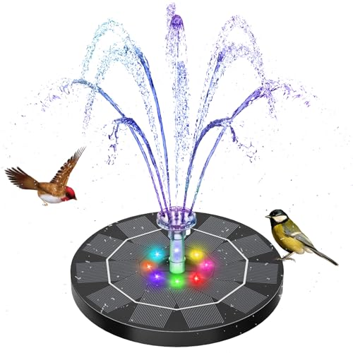 AISITIN 3W LED Solar Springbrunnen für Außen mit Akku,Solar Schwimmender Fontäne Pumpe mit Verschiedene Sprüh Effekten,mit Kristallkugel,Solarbrunnen für Draussen für Garten,Teich