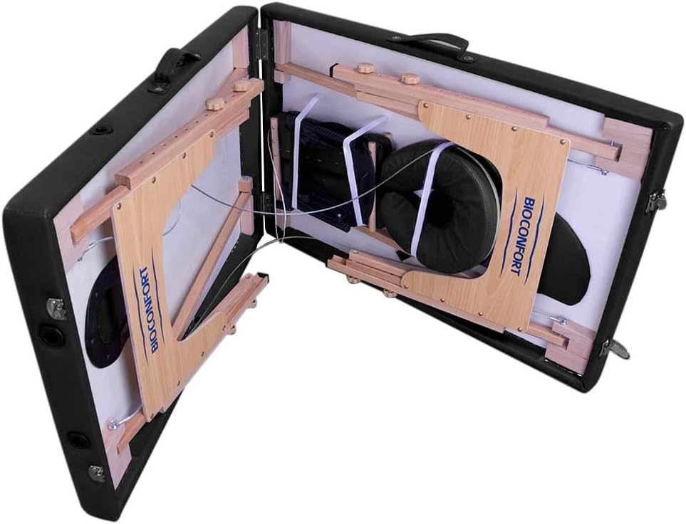 Cama masaje Camilla 180X60cm Plegable Portatil fisioterapia Faciales Tatuaje Ligera SPA (Negro)
