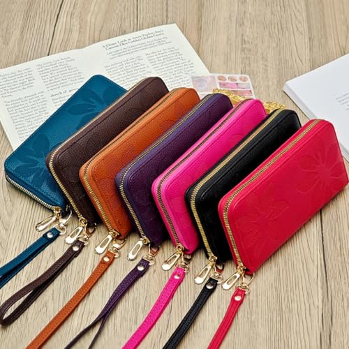 Womens Wallet RFID Wristlet Wallet for Women Zip Around Credit Card Holder Floral Leather Ladies Clutch Long Purse3