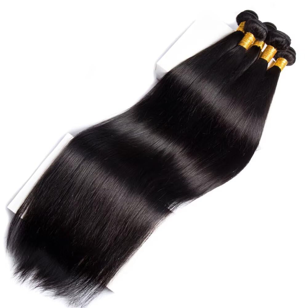 MSGEM Straight Human Hair Bundles 12A Brazilian Straight 100% Unprocessed Virgin Weave Double Weft Hair 3 Bundles 20 22 24 Inch Natural Color - Image 4