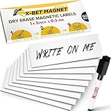 X-bet MAGNET Dry Erase Magnetic Labels 60 pcs 1x3 - Reusable Sticky Notes - Magnetic Notepads for Refrigerator - Dry Erase Magnetic Sheets - Blank Magnet Stickers - Used for Whiteboard, Classroom