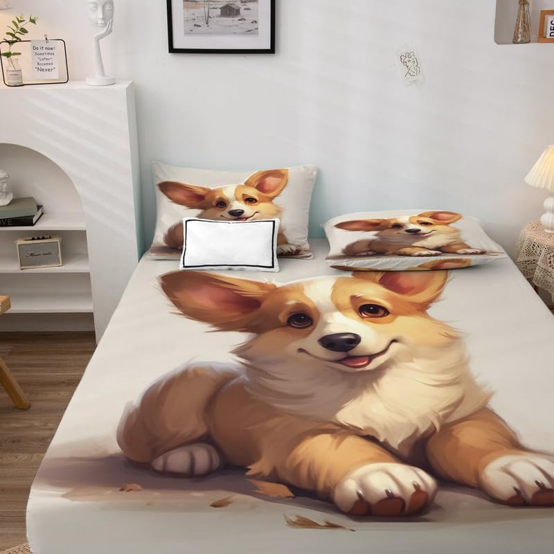 Miniatura 3 de Corgi Sheets California King - Lindas sábanas de cama para perro, microfibra suave y bolsillo profundo, sábanas y fundas de almohada estampadas sin