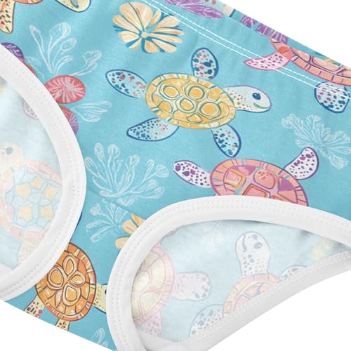 Wusikd Turtles Flowers Girls' Underwear Cotton Colorful Sea Girls Briefs Soft Toddler Underwear 2T4