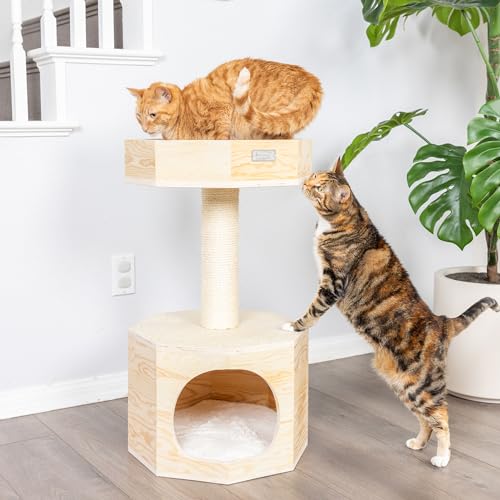 Casa para gato sólida de madera Armarkat S2906, 2 niveles, tan miniatura 6