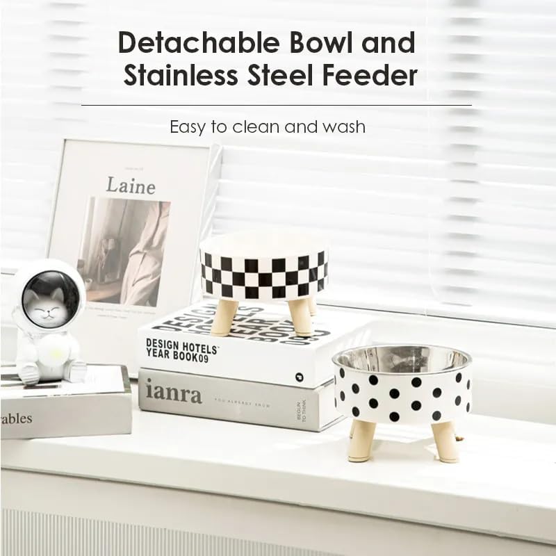 Image of High Rise Cat & Dog Food Bowl Stainless Steel Elevated Cat Bowls Protecting Spine - Detachable Cat Dish, Durable Pet Supplies for Cat Feeding, Optimal Eating Posture, Vomiting Prevention