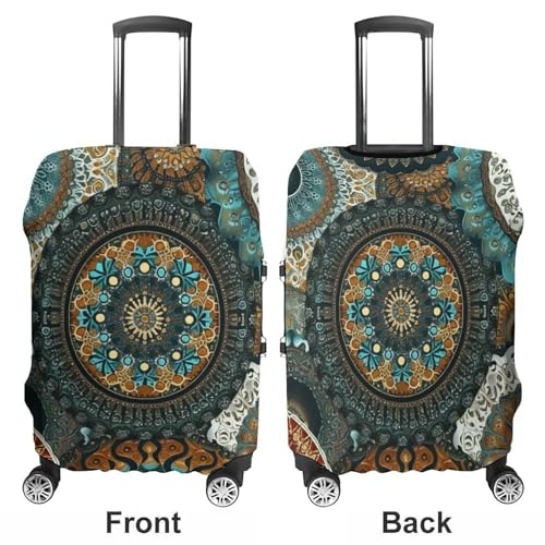 Colorful Vintage Floral Mandala Travel Suitcase Protector Luggage Cover Protective Washable Anti-scratch Baggage Cover3