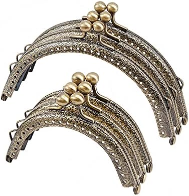 PandaHall 2 Misure Chiusure Portamonete clic clac, 6pz Borsa Catenaccio Blocco Telaio 8.7/12.7cm Metallo Frame Portamonete Bacio Clasp Clutch Borsa per Fai da Te Manico Borsa Cucito Craft