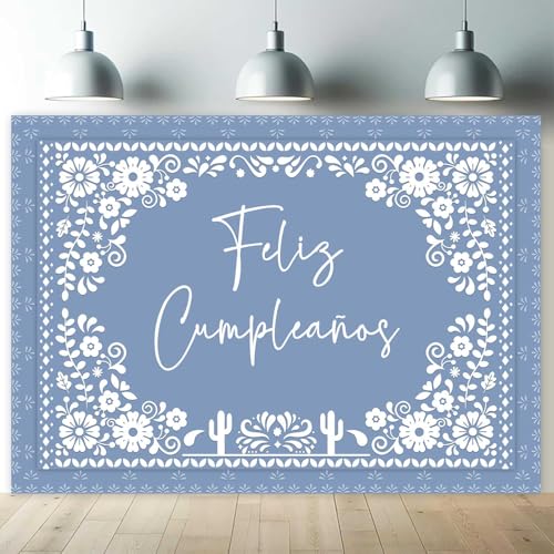 Fondo fotográfico feliz cumpleaños mexicano 7x5ft azul miniatura 4