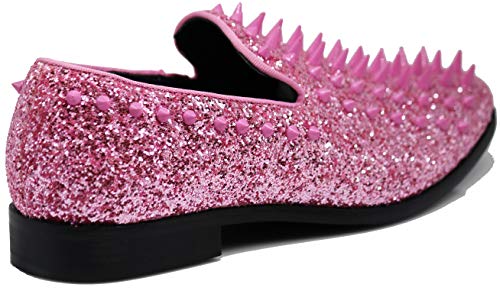 Image of SPK16 Men's Vintage Spike Dress Loafers Slip On Fashion Shoes Classic Tuxedo Dress Shoes